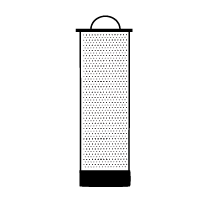 Line drawing of an electric grater with sliced pieces underneath.